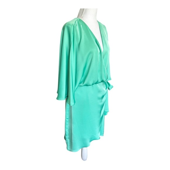 RAMY BROOK NWT Alexis Faux Wrap Satin Mini Dress Green Size 10 - Picture 7 of 11